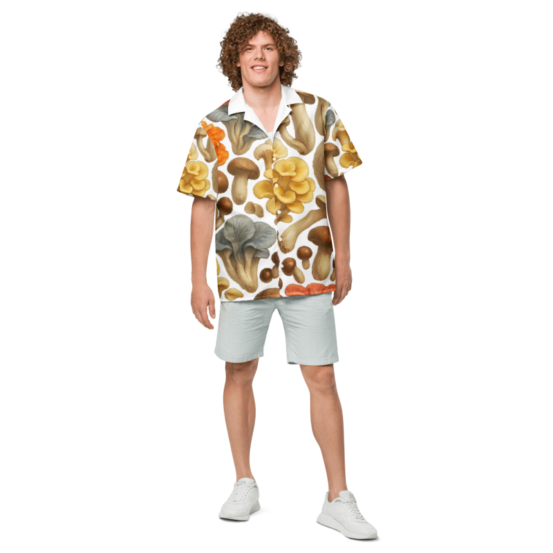 Gourmet Mushrooms All Over Unisex button up shirt by Shroom Traders