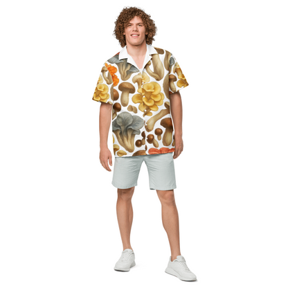 Gourmet Mushrooms All Over Unisex button up shirt by Shroom Traders